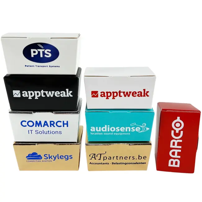 Geldhof Gepersonaliseerd doosje met 3 Cuberdons - Relatiegeschenk met eigen bedrukking