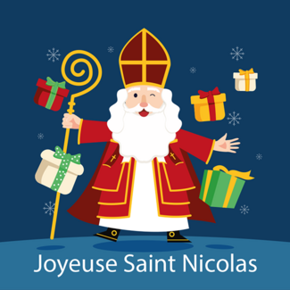 Grußkarte 'Joyeuse Saint Nicolas' (7x7cm)