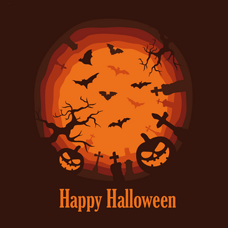 Wenskaart 'Happy Halloween' (7x7cm)