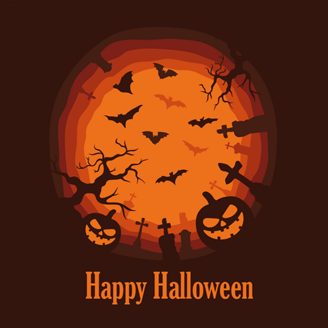 Wenskaart 'Happy Halloween' (7x7cm)