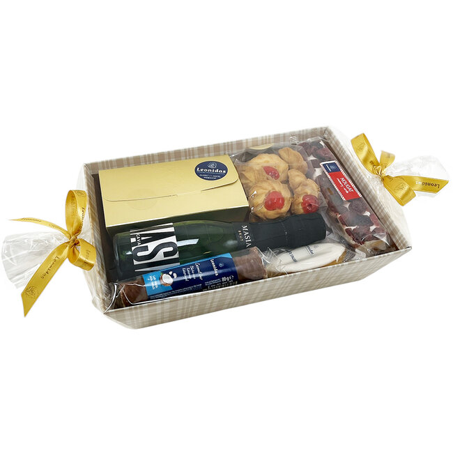 Panier Cadeau avec CAVA et assortiment de douceurs (S)