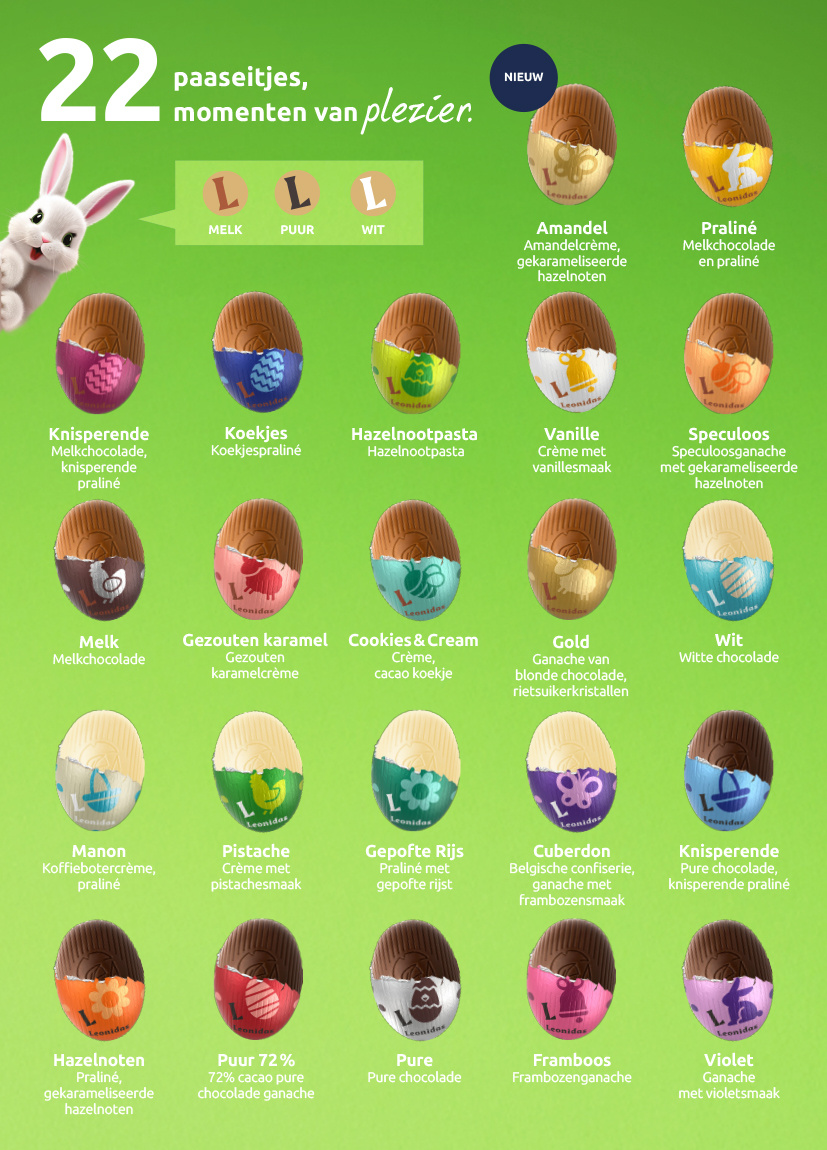 De 22 heerlijke paaseitjes Leonidas 2026