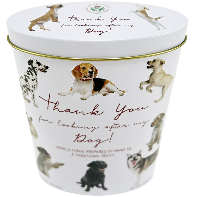 Tin box (Thank You - Dog) Vanilla Fudge 250g
