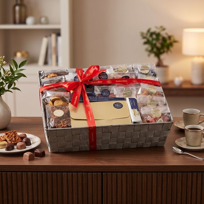 Panier Cadeau Délices MAXI - Assortiment gourmand de chocolats et biscuits