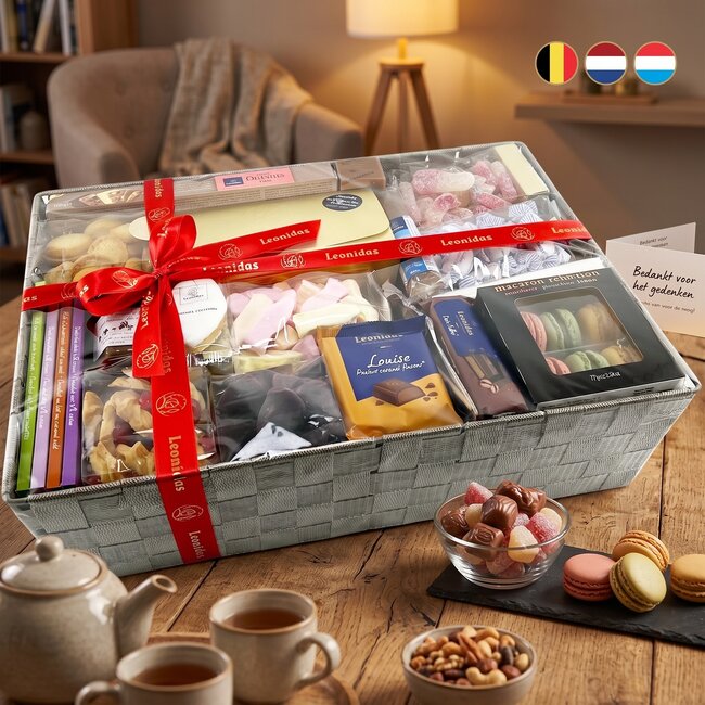 Luxe Delicatessen Geschenkmand met Pralines/bonbons en Zoetwaren