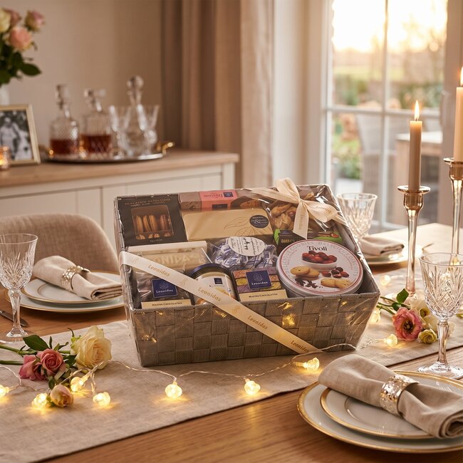 Deluxe Geschenkkorb mit Leonidas Pralinen und exklusiven Delikatessen