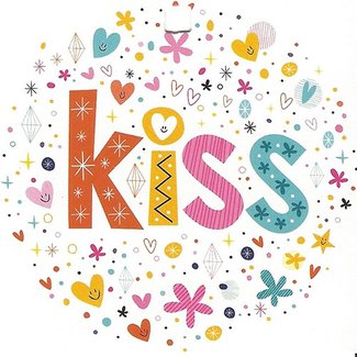 Wenskaart 'Kiss' (7x7cm)