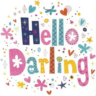 Wenskaart 'Hello Darling' (7x7cm)