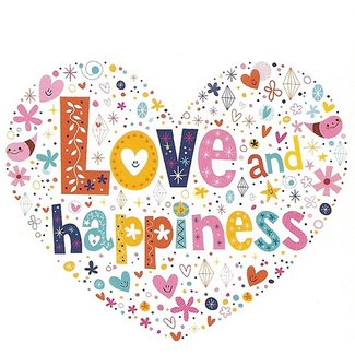 Wenskaart 'Love and Happiness' (7x7cm)
