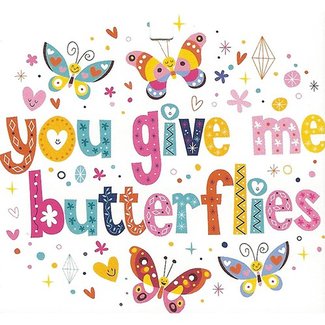 Greeting Card 'You give me butterflies' (7x7cm)