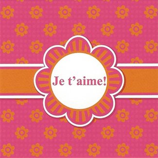 Wenskaart 'Je t'aime' (7x7cm)