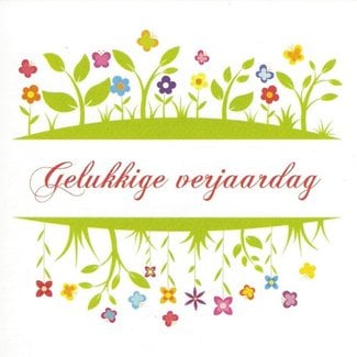 Wenskaart 'Gelukkige verjaardag' (7x7cm)