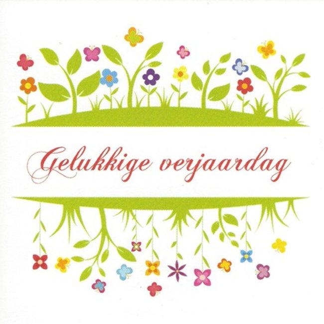Wenskaart 'Gelukkige verjaardag' (7x7cm)
