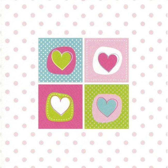 Carte de voeux 'coeurs' (7x7cm)