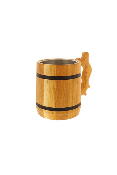 Medieval mug oak with stainless steel
