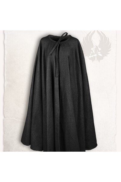 Medieval cloak Rudolf wool, black