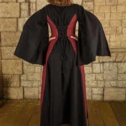 Medieval dress Jasione, black/burgundy