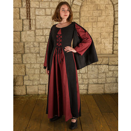 Medieval dress Jasione, black/burgundy