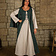 Mytholon Medieval dress Jasione, green/cream