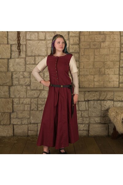 Medieval dress Elodie, red/cream