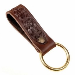 Celtic leather holder with ring, brown