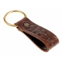 Celtic leather holder with ring, brown