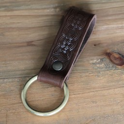 Celtic leather holder with ring, brown