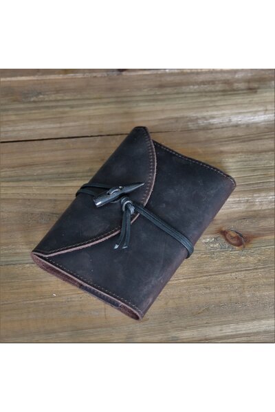 Notebook with leather cover, brown, M