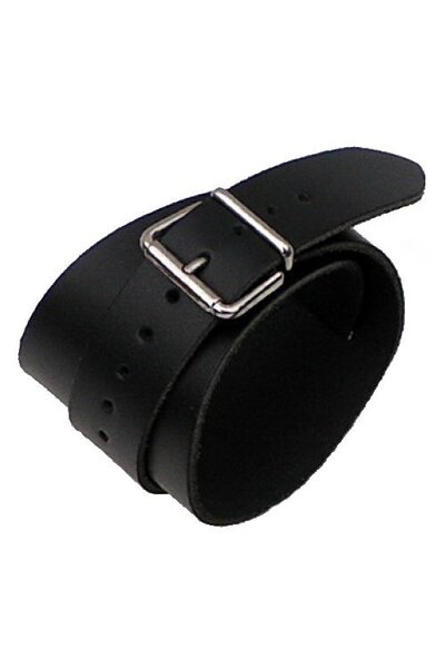 Leather bracelet with buckles, black