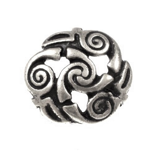 Celtic spiral buttons, set of 5 pieces, silvered - CelticWebMerchant.co.uk