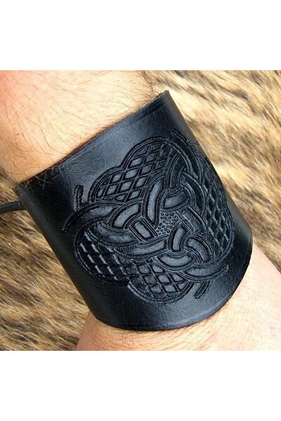 Leather vambrace Celtic motive S, brown