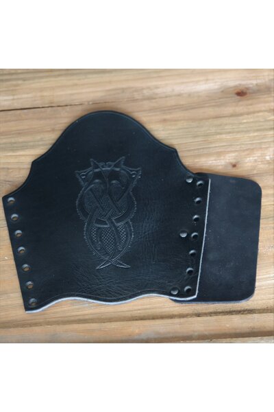 Leather vambrace with Viking motif, large