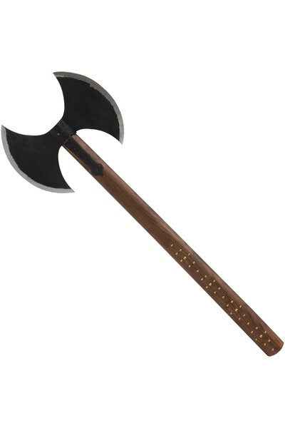 Double Viking axe with brass decoration
