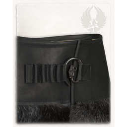 Karya fur skirt with dragon, black