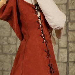 Leather dress Freya, red brown
