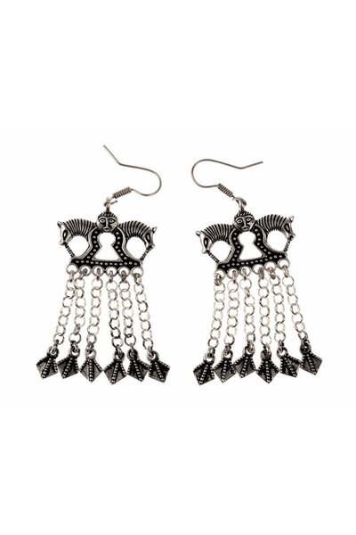Viking earrings with horses, silvered