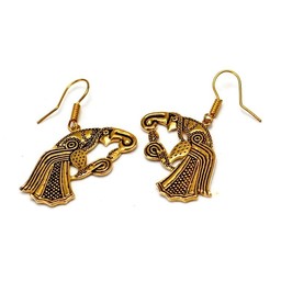 Earrings Germanic raven, bronze