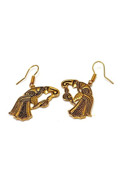Earrings Germanic raven, bronze