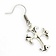 Earrings with gothic cross, silvered