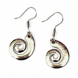 Celtic earrings with spiral, silvered