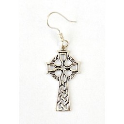 Earrings with Celtic cross, silvered