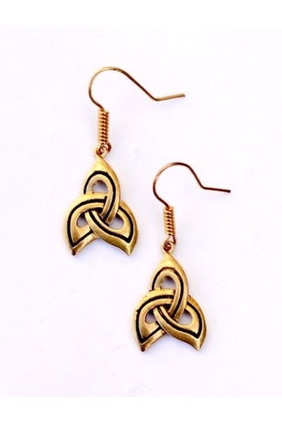 Celtic earrings trisquelion, bronze