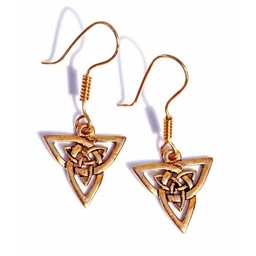 Celtic earrings triquetra, bronze