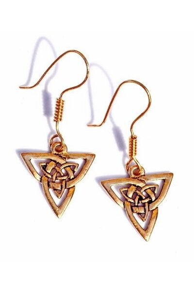 Celtic earrings triquetra, bronze