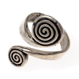 Celtic ring with spirals, silvered