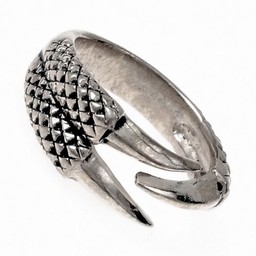 Ring dragon claw, silvered