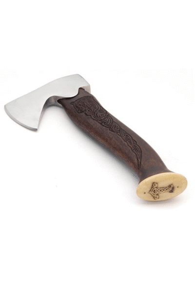 Stainless steel Viking hand axe with Mjolnir