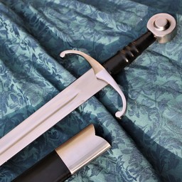 Medieval sword battle-ready with leather scabbard, tempered (blunt 3 mm)