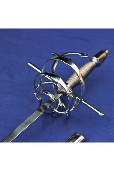 Rapier battle-ready with leather scabbard (blunt 3 mm)