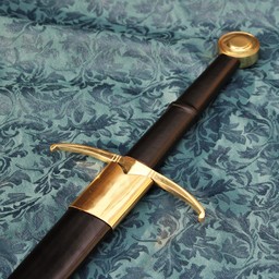 Two-handed knight sword battle-ready with leather scabbard (blunt 3 mm)